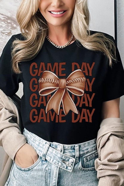 Game Day Football Bow Graphic Tee