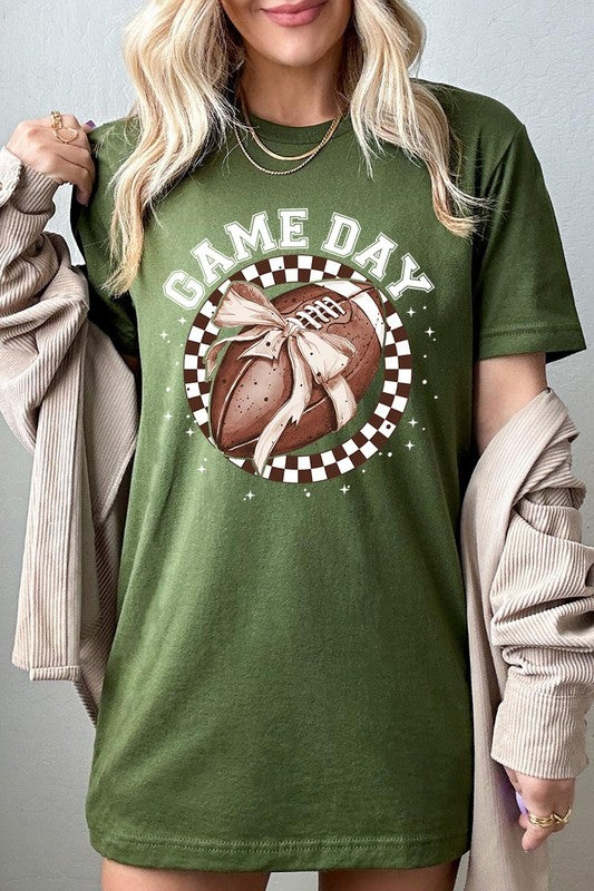 Game Day Football Bow Graphic Tee