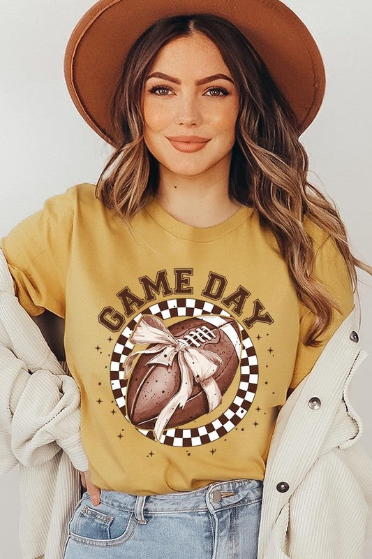 Game Day Football Bow Graphic Tee