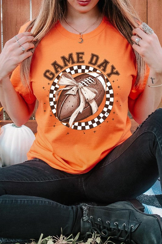 Game Day Football Bow Graphic Tee