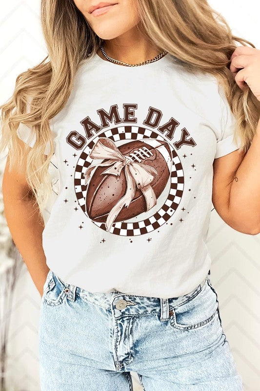 Game Day Football Bow Graphic Tee