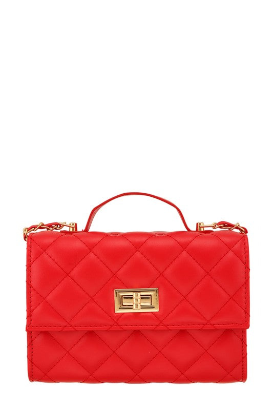 Diamond Quilted Rectangle Shape Crossbody Bag