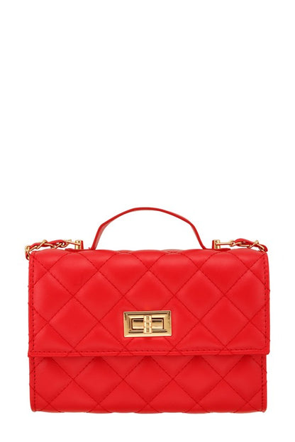 Diamond Quilted Rectangle Shape Crossbody Bag