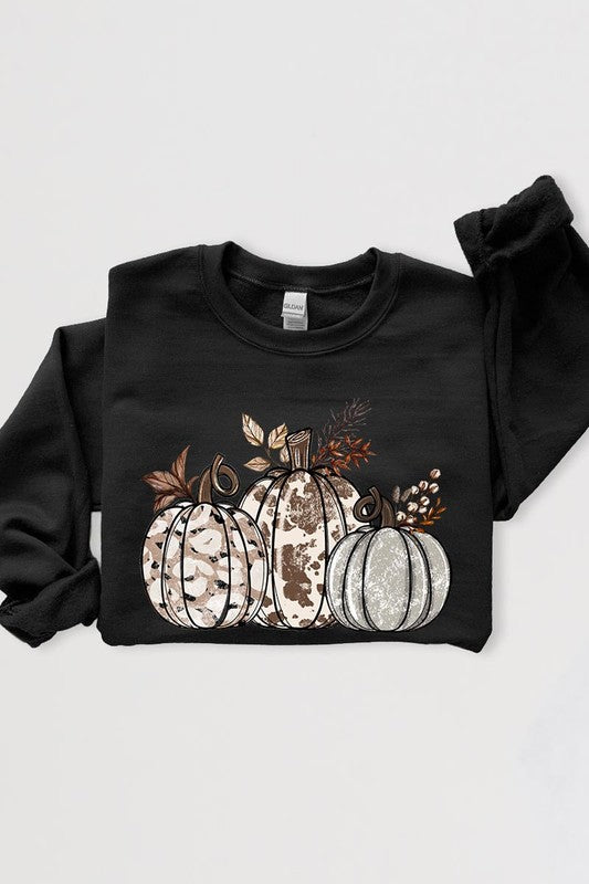 Animal Print Pumpkins Graphic Fleece Sweatshirts