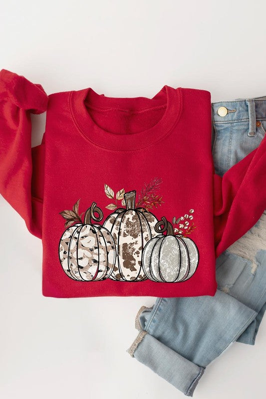 Animal Print Pumpkins Graphic Fleece Sweatshirts