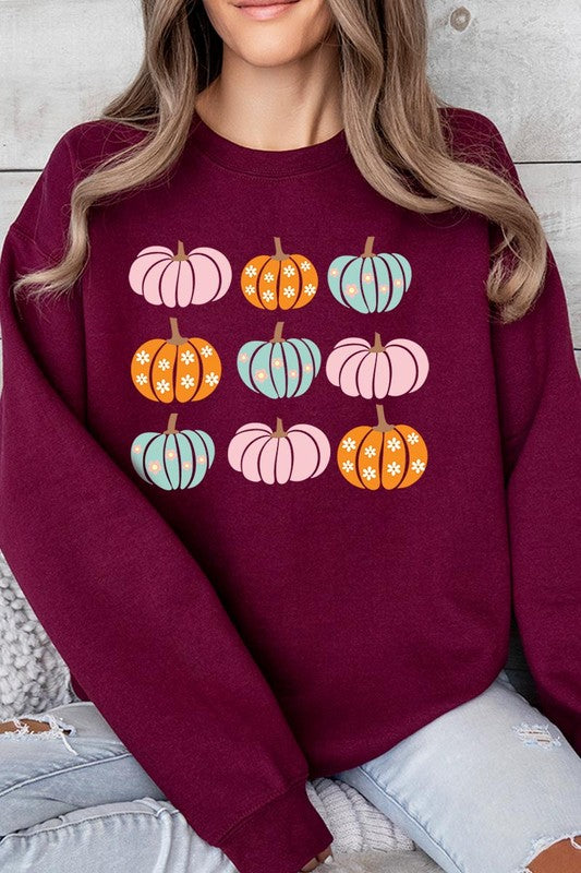 Cute Groovy Pumpkins  Graphic Fleece Sweatshirts