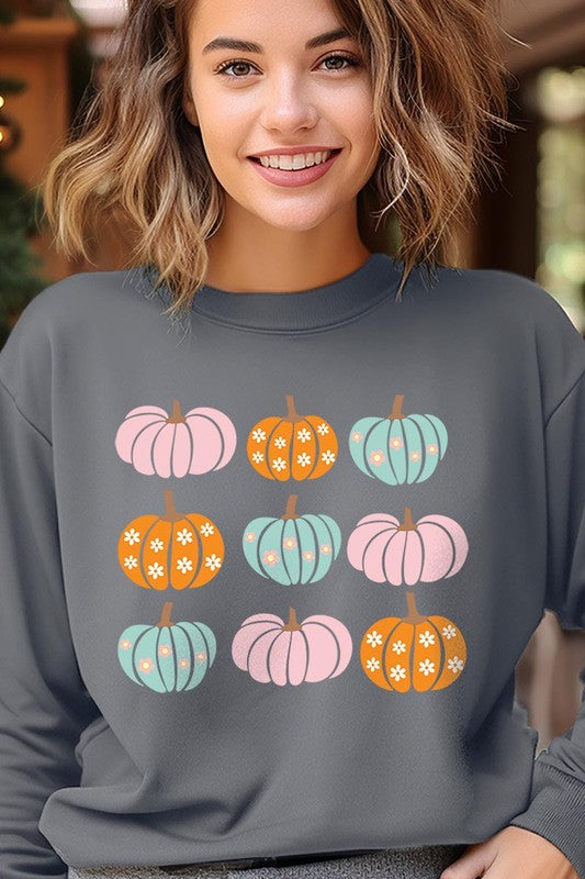 Cute Groovy Pumpkins  Graphic Fleece Sweatshirts