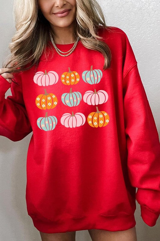 Cute Groovy Pumpkins  Graphic Fleece Sweatshirts