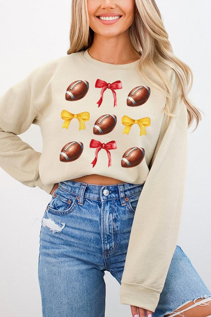 Gameday Football Bows Red Yellow Sweatshirt