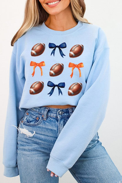 Gameday Football Bows Navy Orange Sweatshirt