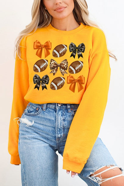 Gameday Football Fall Bows Leopard Sweatshirt