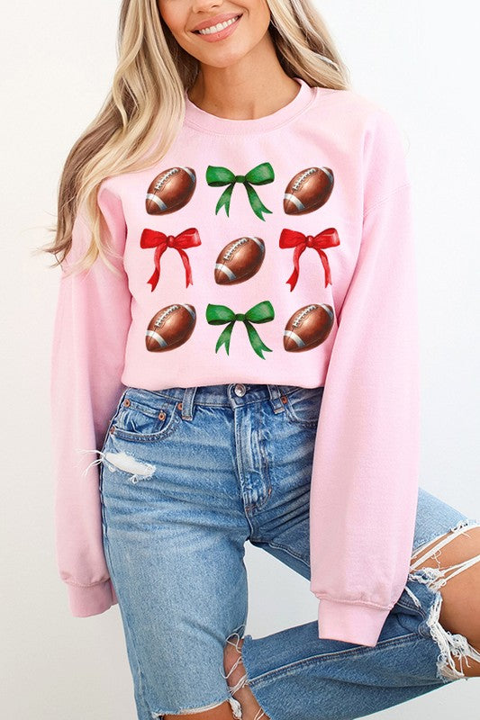 Gameday Football Bows Red Green Sweatshirt