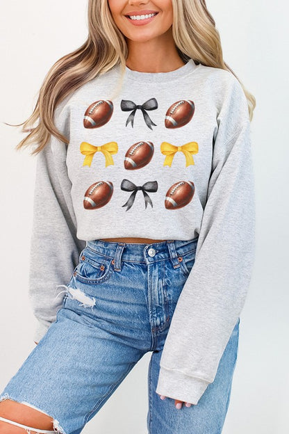 Gameday Football Bows Black Yellow Sweatshirt