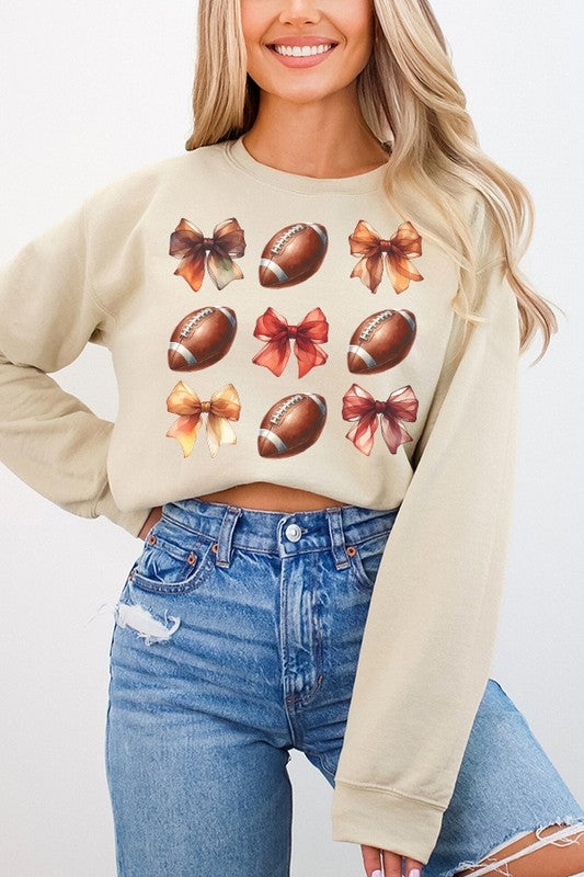 Gameday Football Fall Bows Graphic Sweatshirt