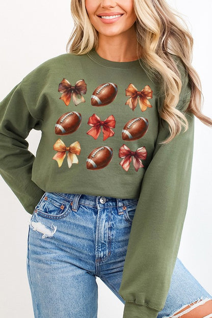 Gameday Football Fall Bows Graphic Sweatshirt