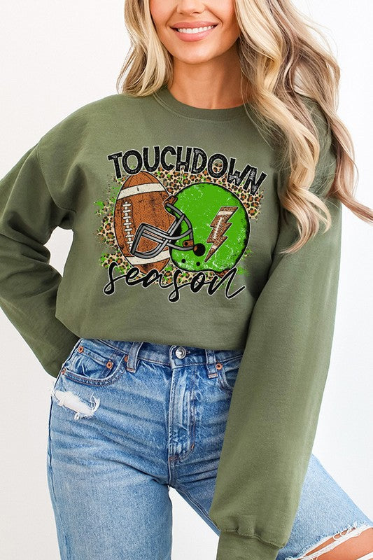 Gameday Green Helmet Touchdown Season Sweatshirt