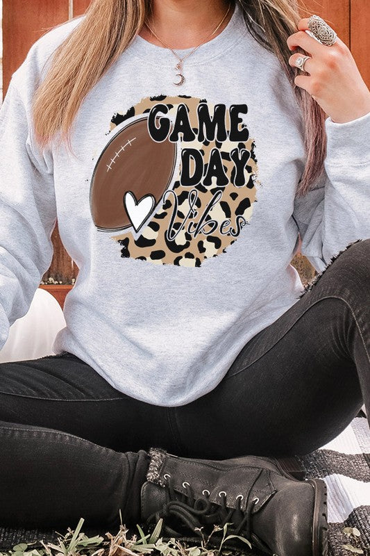 Fall Football Leopard Game Day Vibes Sweatshirt