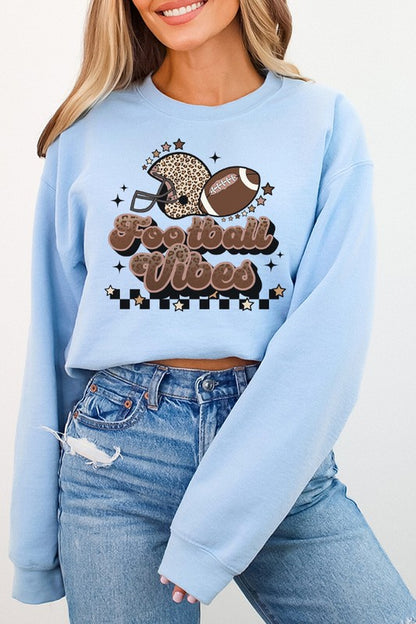 Fall Checkered Leopard Football Vibes Sweatshirt