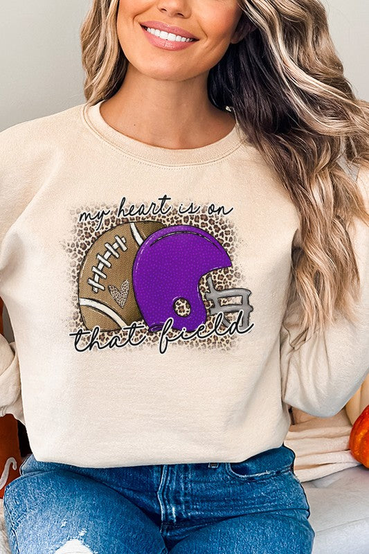 Gameday Purple Helmet Heart on Field Sweatshirt