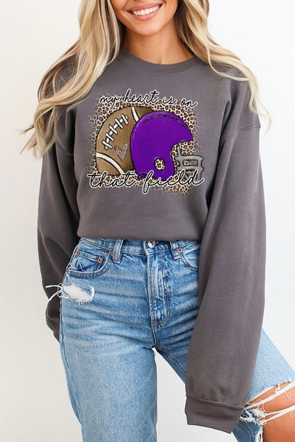 Gameday Purple Helmet Heart on Field Sweatshirt