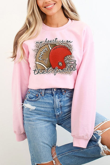 Gameday Red Helmet Heart on Field Sweatshirt