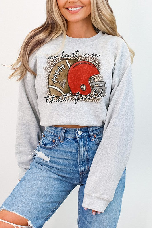 Gameday Red Helmet Heart on Field Sweatshirt