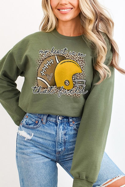 Gameday Yellow Helmet Heart on Field Sweatshirt