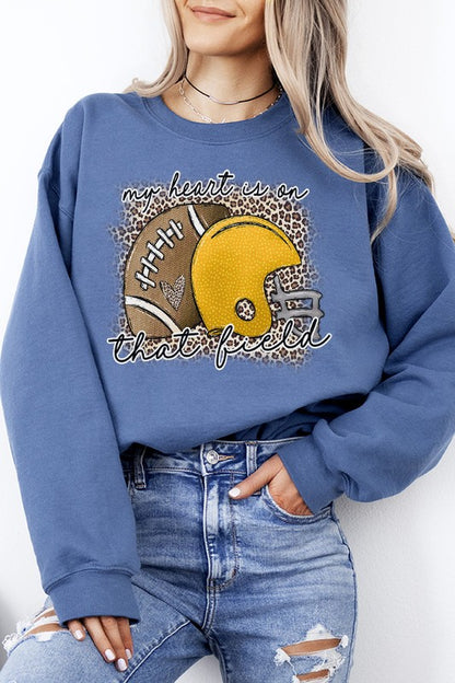 Gameday Yellow Helmet Heart on Field Sweatshirt