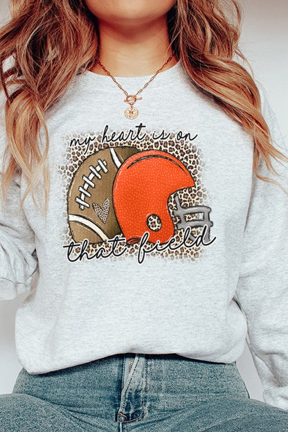 Gameday Orange Helmet Heart on Field Sweatshirt