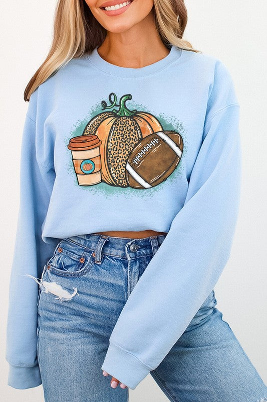 Fall Football Leopard Pumpkin Coffee Sweatshirt