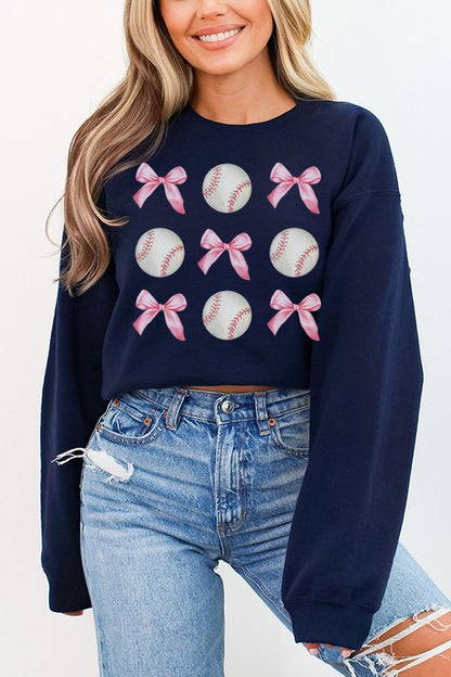 Gameday Fall Baseball Pink Bows Sweatshirt