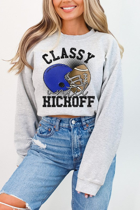 Fall Blue Helmet Classy Until Kickoff Sweatshirt