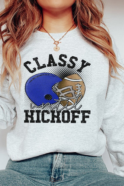 Fall Blue Helmet Classy Until Kickoff Sweatshirt