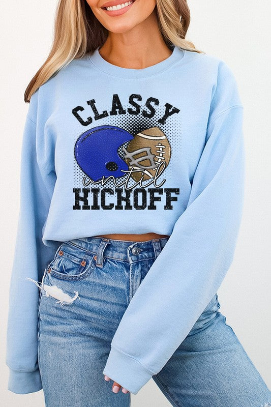 Fall Blue Helmet Classy Until Kickoff Sweatshirt