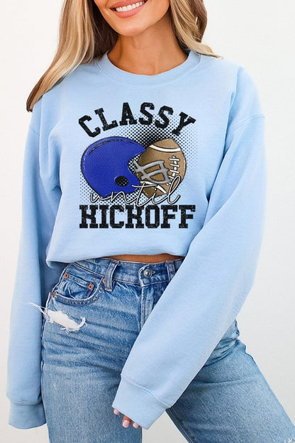 Fall Blue Helmet Classy Until Kickoff Sweatshirt