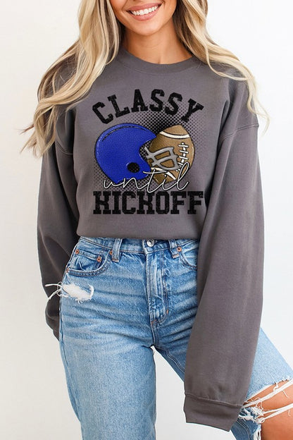 Fall Blue Helmet Classy Until Kickoff Sweatshirt