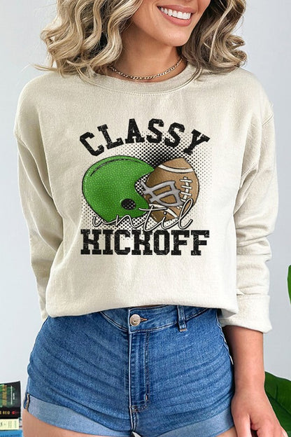 Fall Green Helmet Classy Until Kickoff Sweatshirt