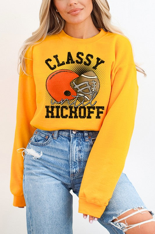 Fall Orange Helmet Classy Until Kickoff Sweatshirt