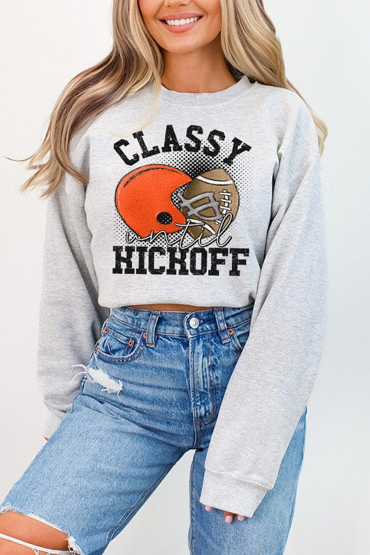 Fall Orange Helmet Classy Until Kickoff Sweatshirt