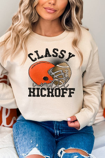 Fall Orange Helmet Classy Until Kickoff Sweatshirt