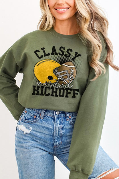 Fall Yellow Helmet Classy Until Kickoff Sweatshirt