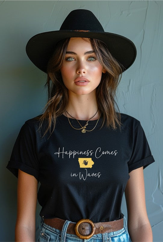 Happiness Comes in Waves Iowa Graphic Crew Tee