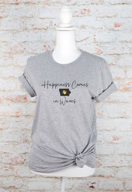 Happiness Comes in Waves Iowa Graphic Crew Tee