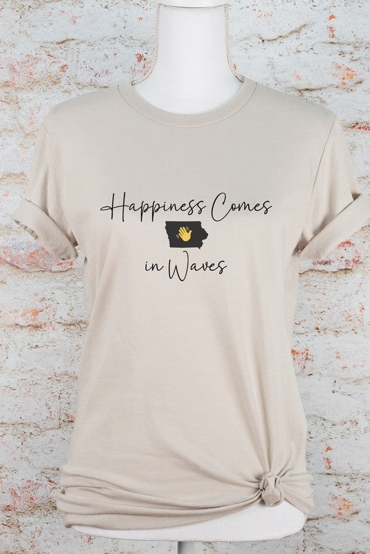 Happiness Comes in Waves Iowa Graphic Crew Tee