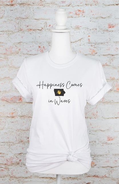 Happiness Comes in Waves Iowa Graphic Crew Tee