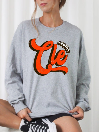 Brown/Orange Cle Game Day Crew Sweatshirt