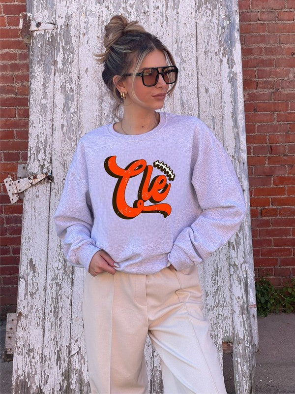 Brown/Orange Cle Game Day Crew Sweatshirt