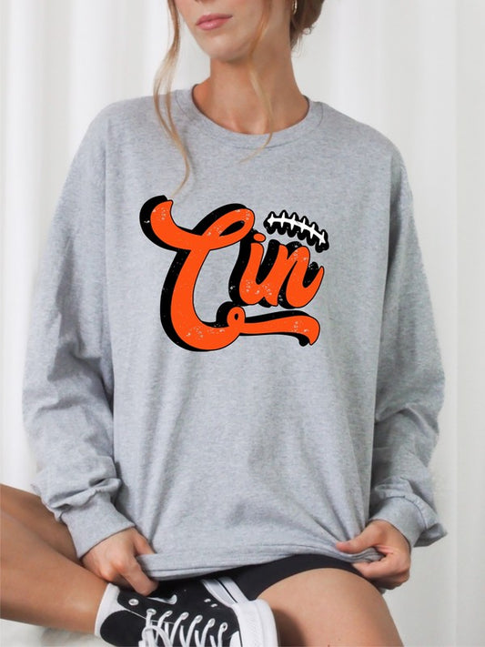 Black/Orange Cin Game Day Crew Sweatshirt