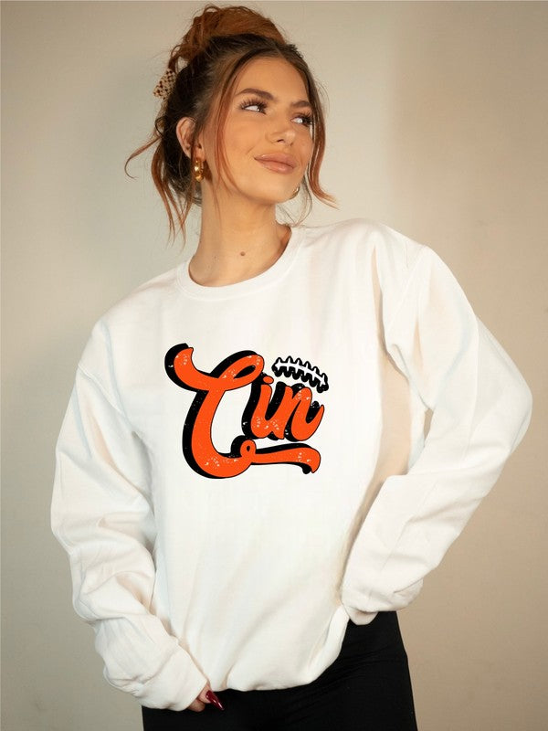 Black/Orange Cin Game Day Crew Sweatshirt