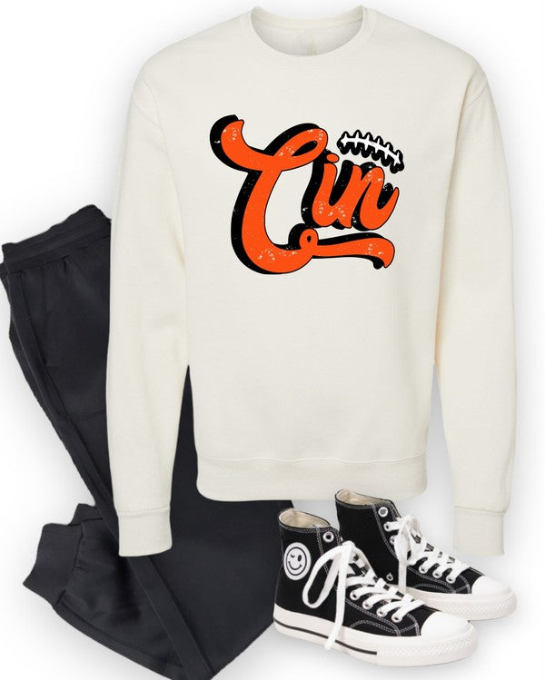 Black/Orange Cin Game Day Crew Sweatshirt